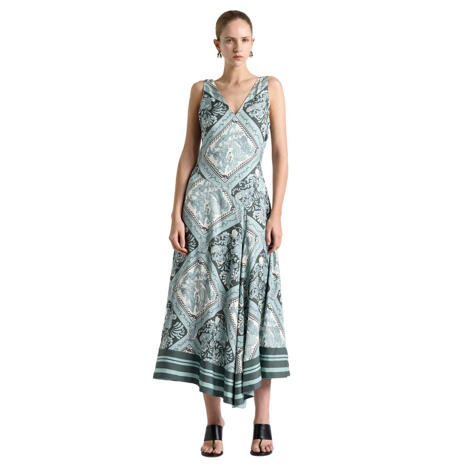 Cue Ornate Tile V-Neck Midi Dress